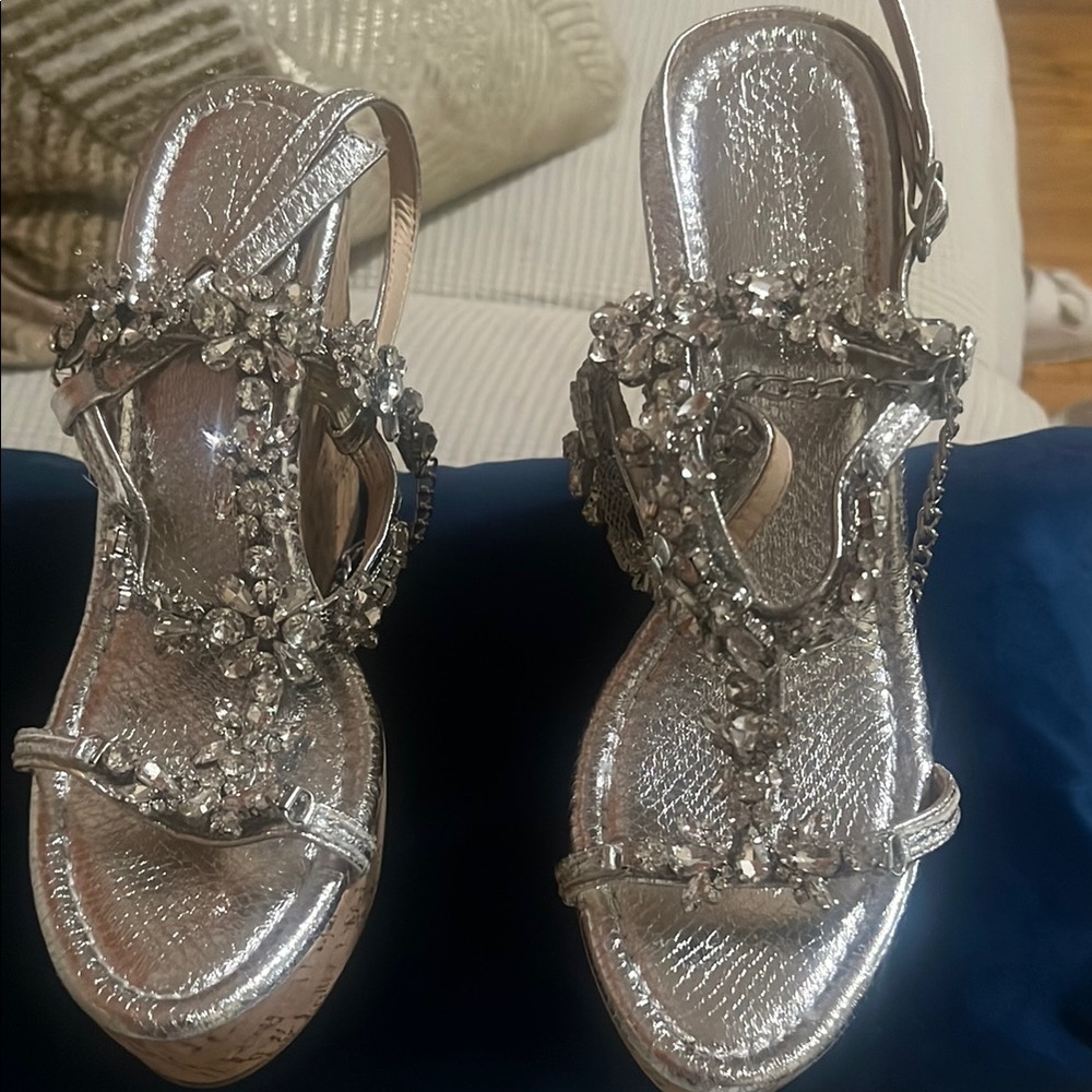Silver Embellished Women's Sandals